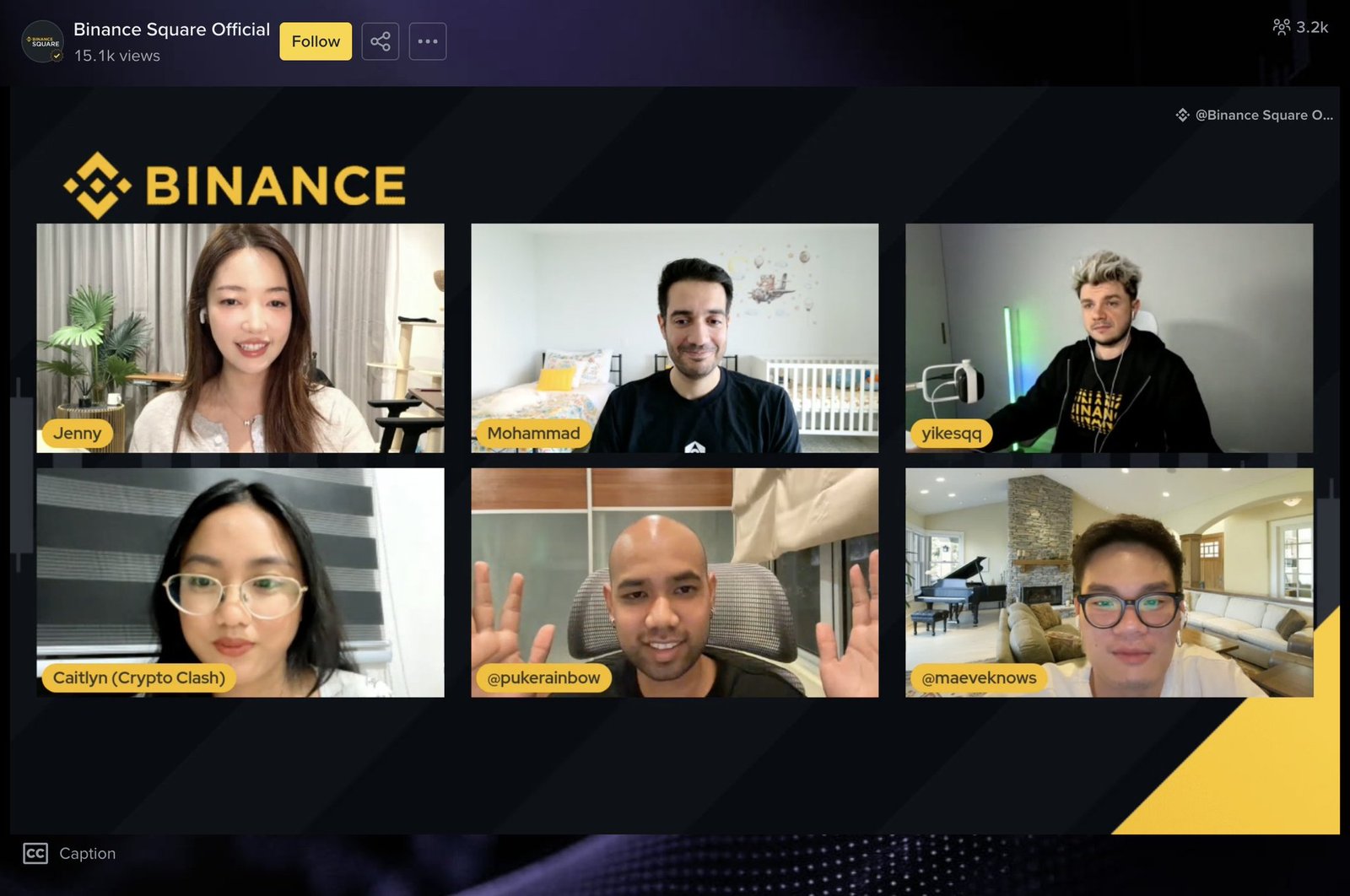 Crypto Clash on a Binance Square Official AMA panel, 15.1K views and 3.2K live